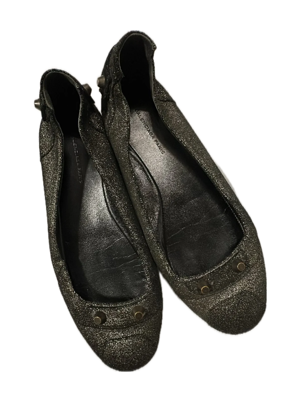 Balenciaga Textured Metallic Ballet Flats