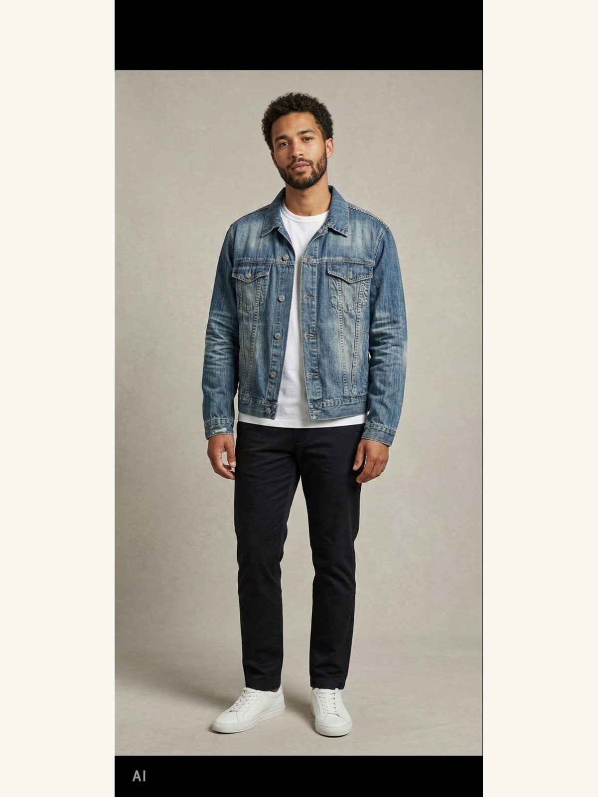AI image of Medium-Wash Denim Trucker Jacket