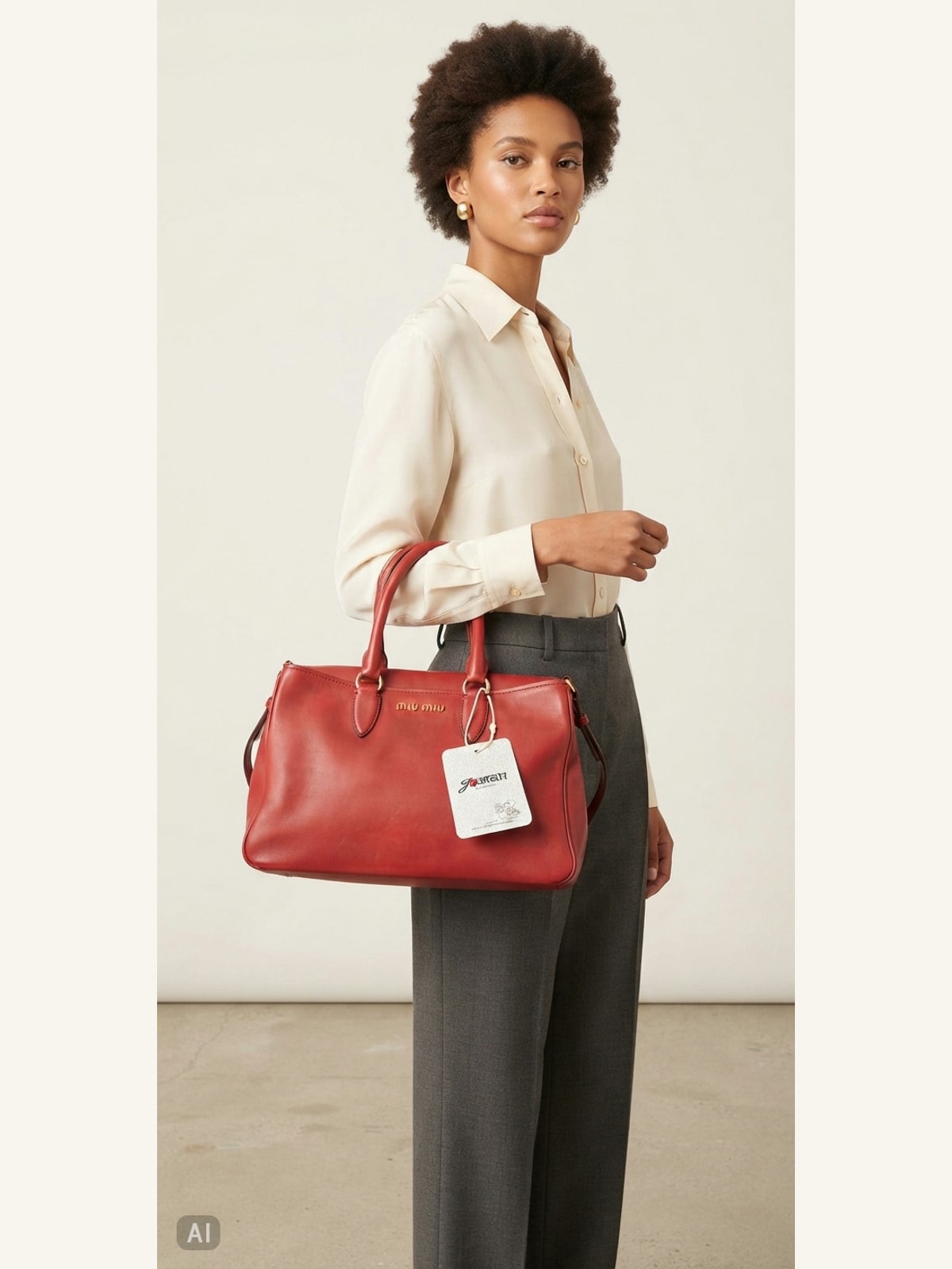 AI image of Miu Miu Madras Leather Top Handle Bag